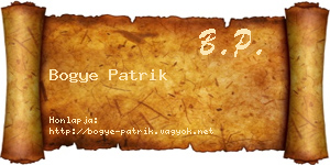 Bogye Patrik névjegykártya